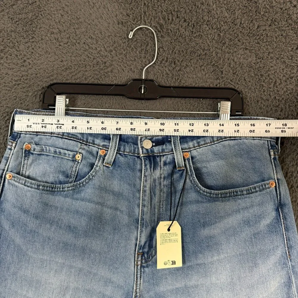Levis Jeans Mens 34x34 Blue 502 Slim Tapered Fit Light Wash Premium Denim NWT